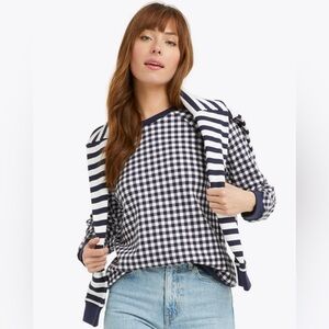 Draper James‎ Natalie crewneck sweatshirt in blue gingham 100% cotton size M